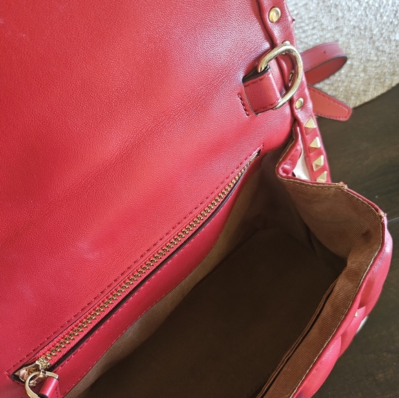 Top Handle Studded Stud Structured Handbag Bag Pink Red Two Tone - Picture 13 of 16